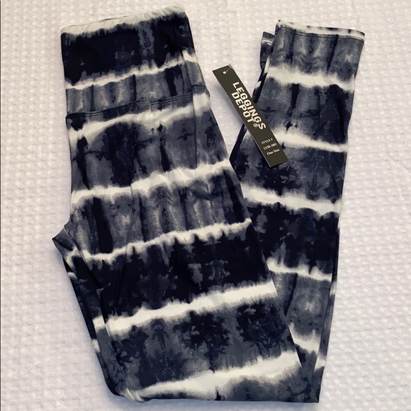 NEW! High Rise Yoga Leggings Tie Dye Black Stripe - Picture 2 of 7